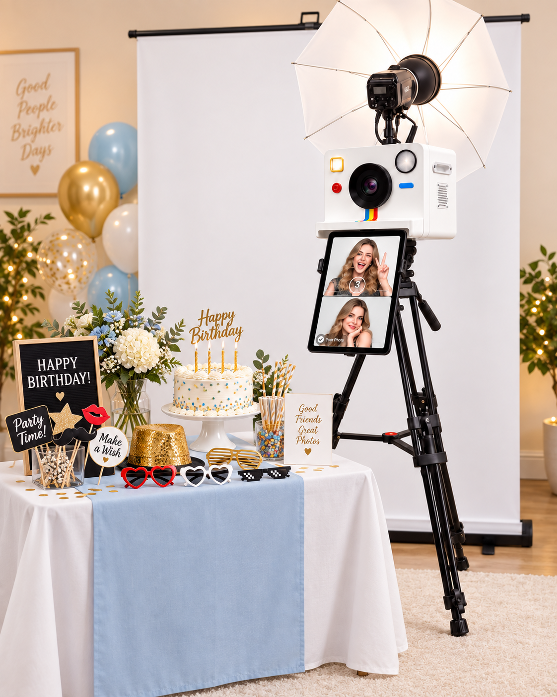 Cheesy Studio event setup with custom backdrops